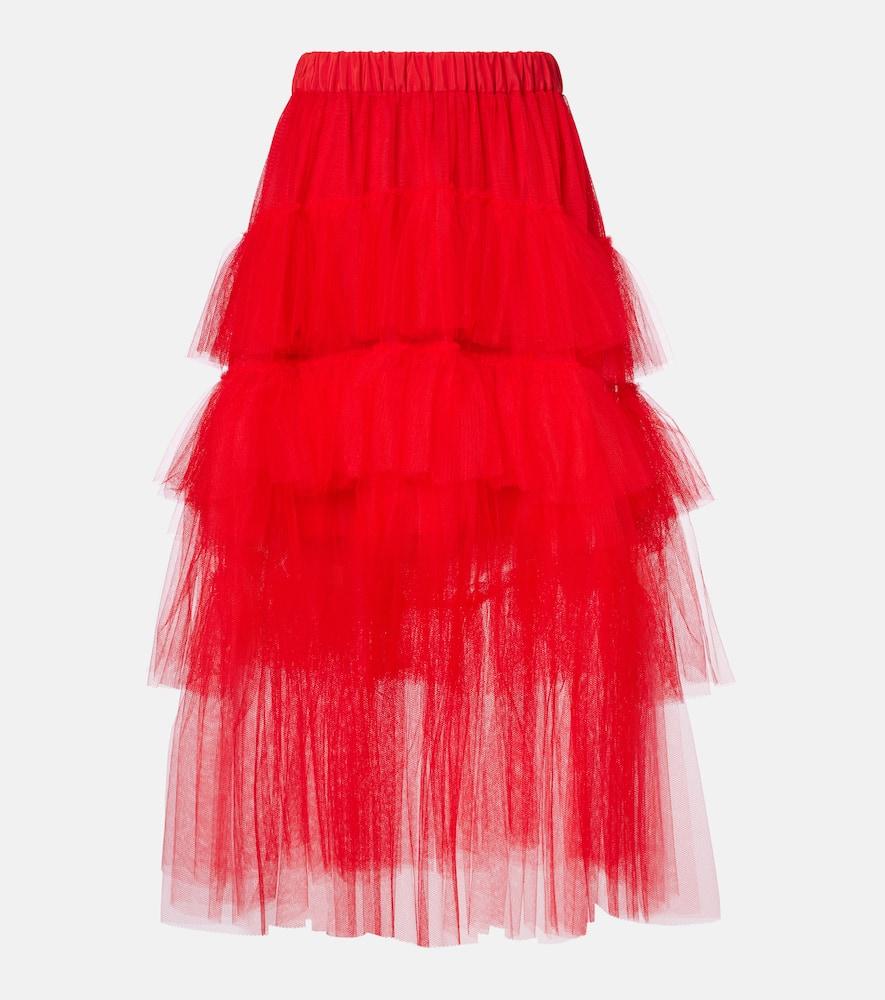simone rocha tiered tulle midi skirt