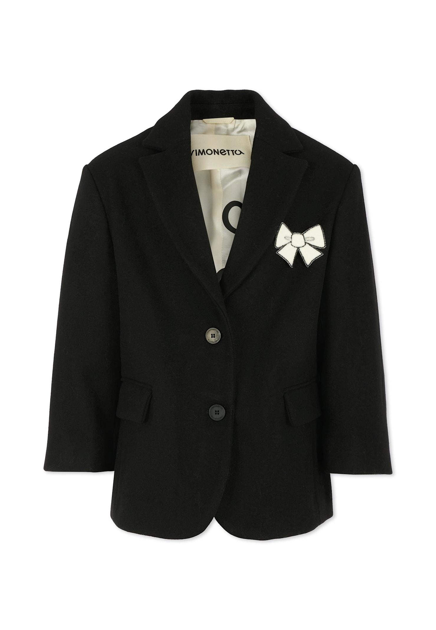 simonetta black jacket for girl with bows