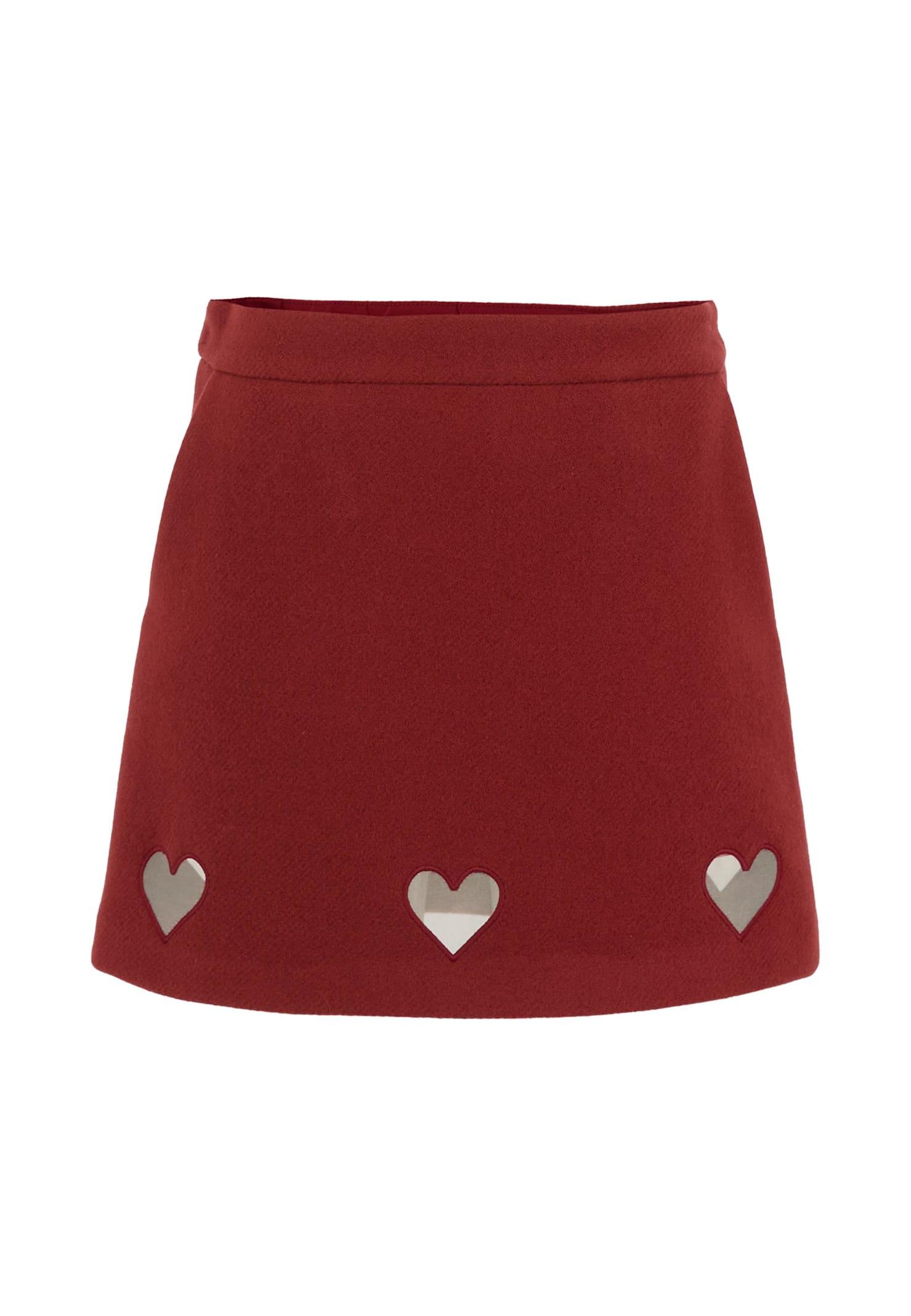 simonetta burgundy skirt for girl with hearts
