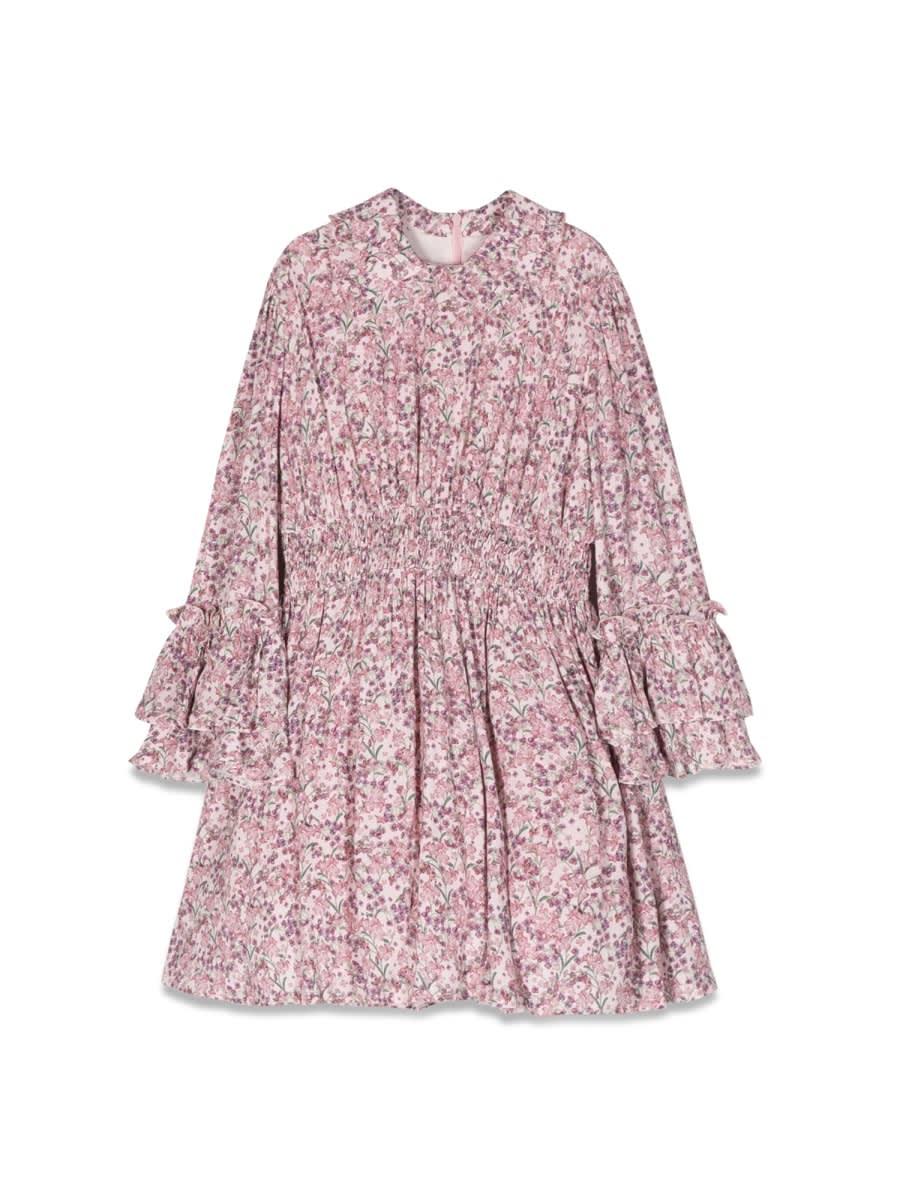 simonetta dress with ruffled collar and sleeves