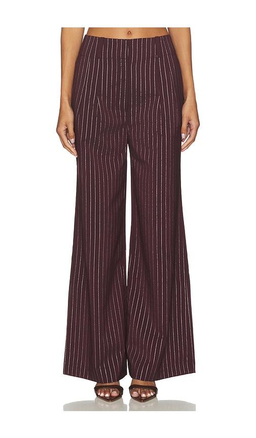 simonmiller bloo pinstripe pant in burgundy.