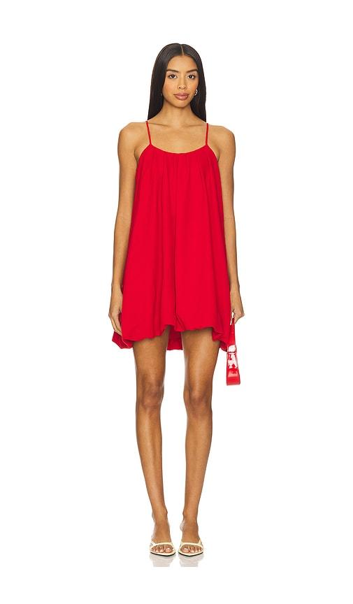 simonmiller cleo crepe mini dress in red.