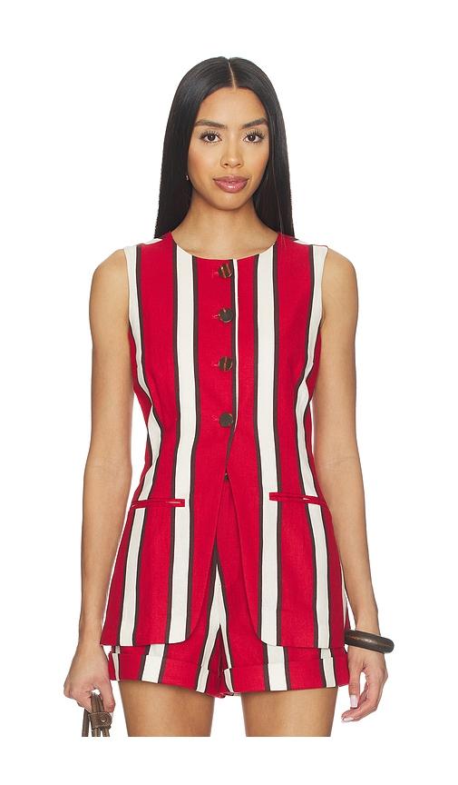 simonmiller del mar linen vest in red.