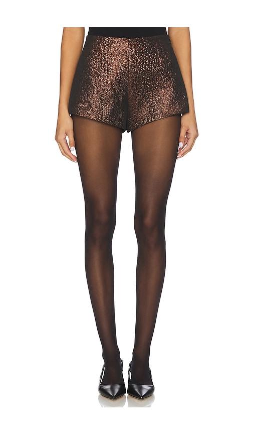 simonmiller fleur metallic shorts in metallic bronze.