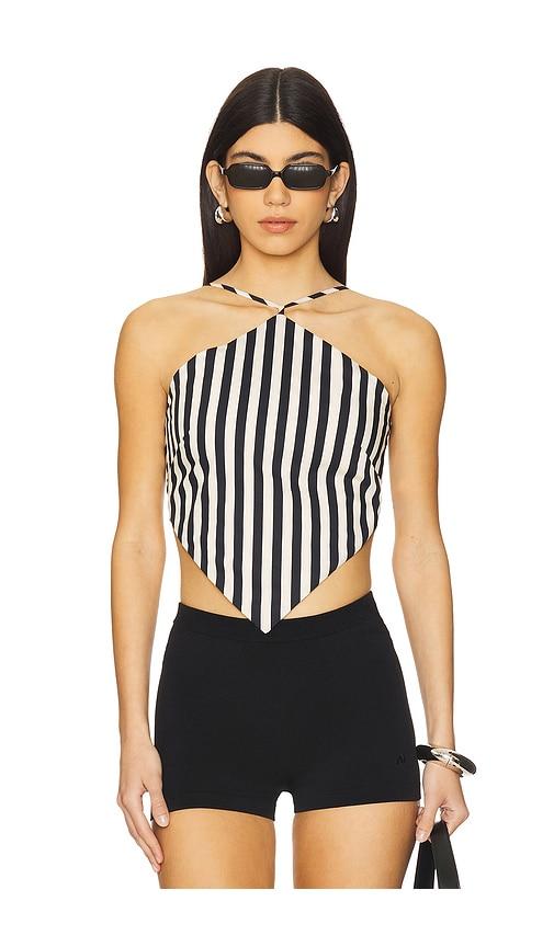 simonmiller kit poplin tie top in cream,black.