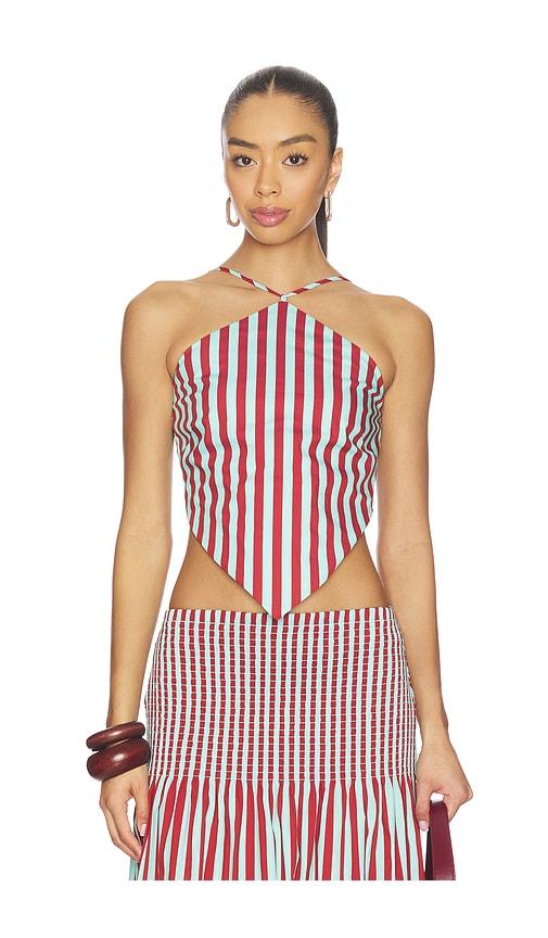 simonmiller kit poplin tie top in mint,brick.