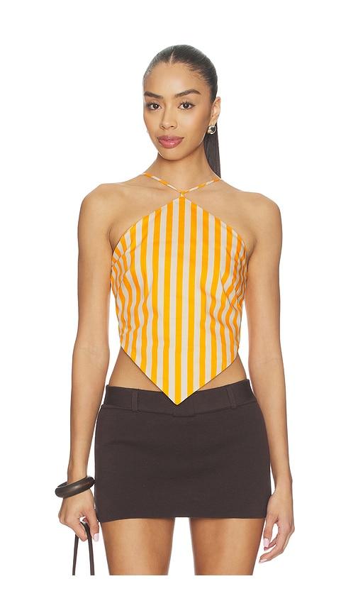 simonmiller kit poplin tie top in mustard,white.