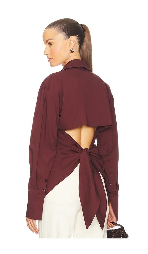 simonmiller loch poplin button up shirt in brown.