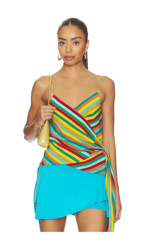 simonmiller marlowe crepe tie tank top in teal,mustard.