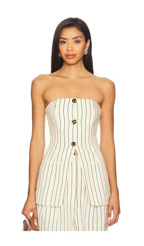 simonmiller mori strapless linen top in cream.