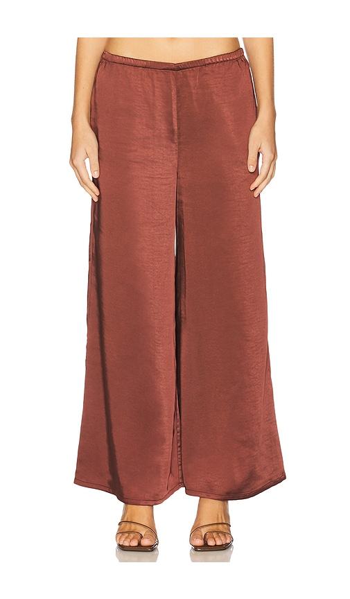 simonmiller nella satin wide leg pant in brown.