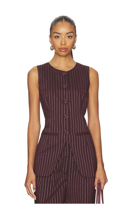 simonmiller sabine pinstripe vest in burgundy.
