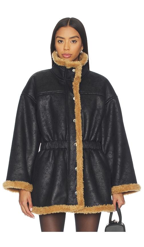 simonmiller yara faux shearling jacket in black.