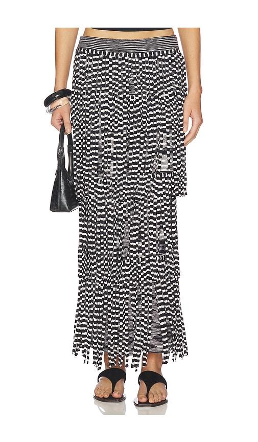 simonmiller za za knit fringe skirt in black,white.