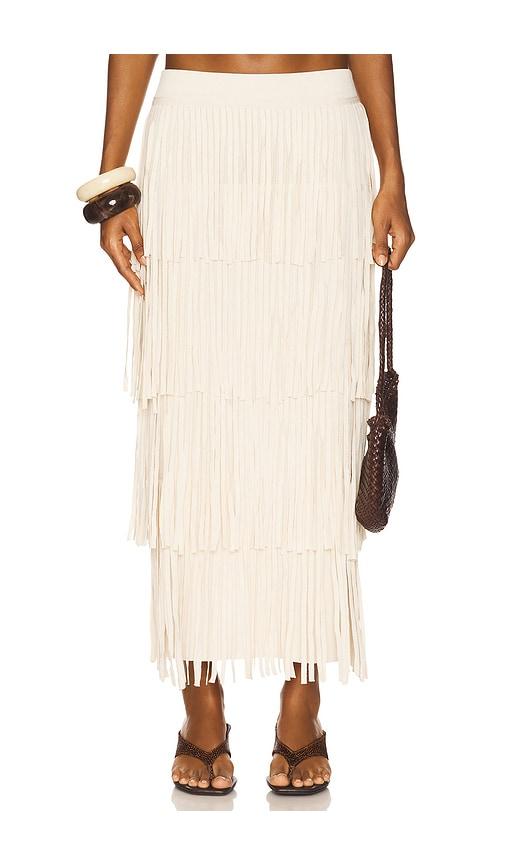 simonmiller za za knit fringe skirt in cream.