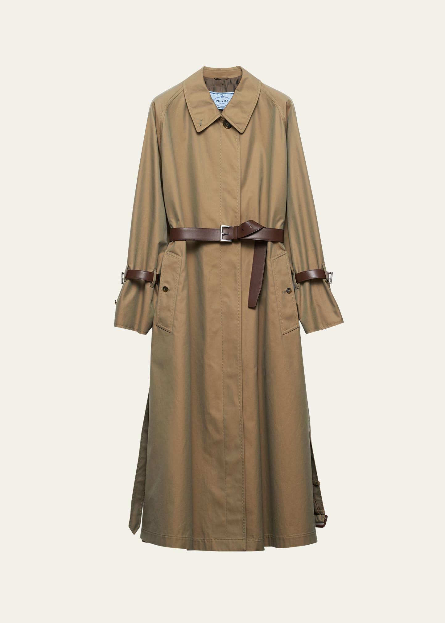 single-breasted cotton twill trench coat