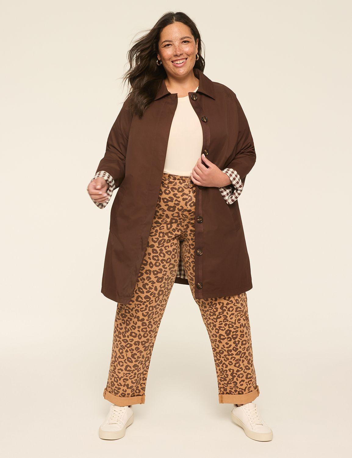 single-breasted gingham-lined trench coat