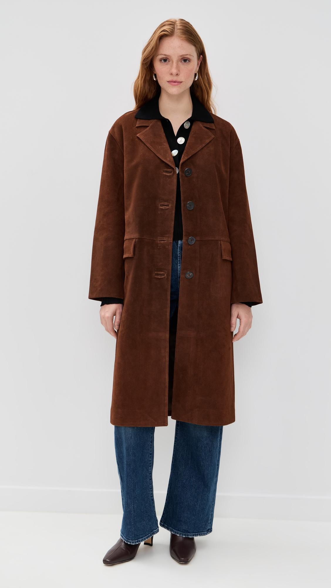 single breasted topcoat in suede