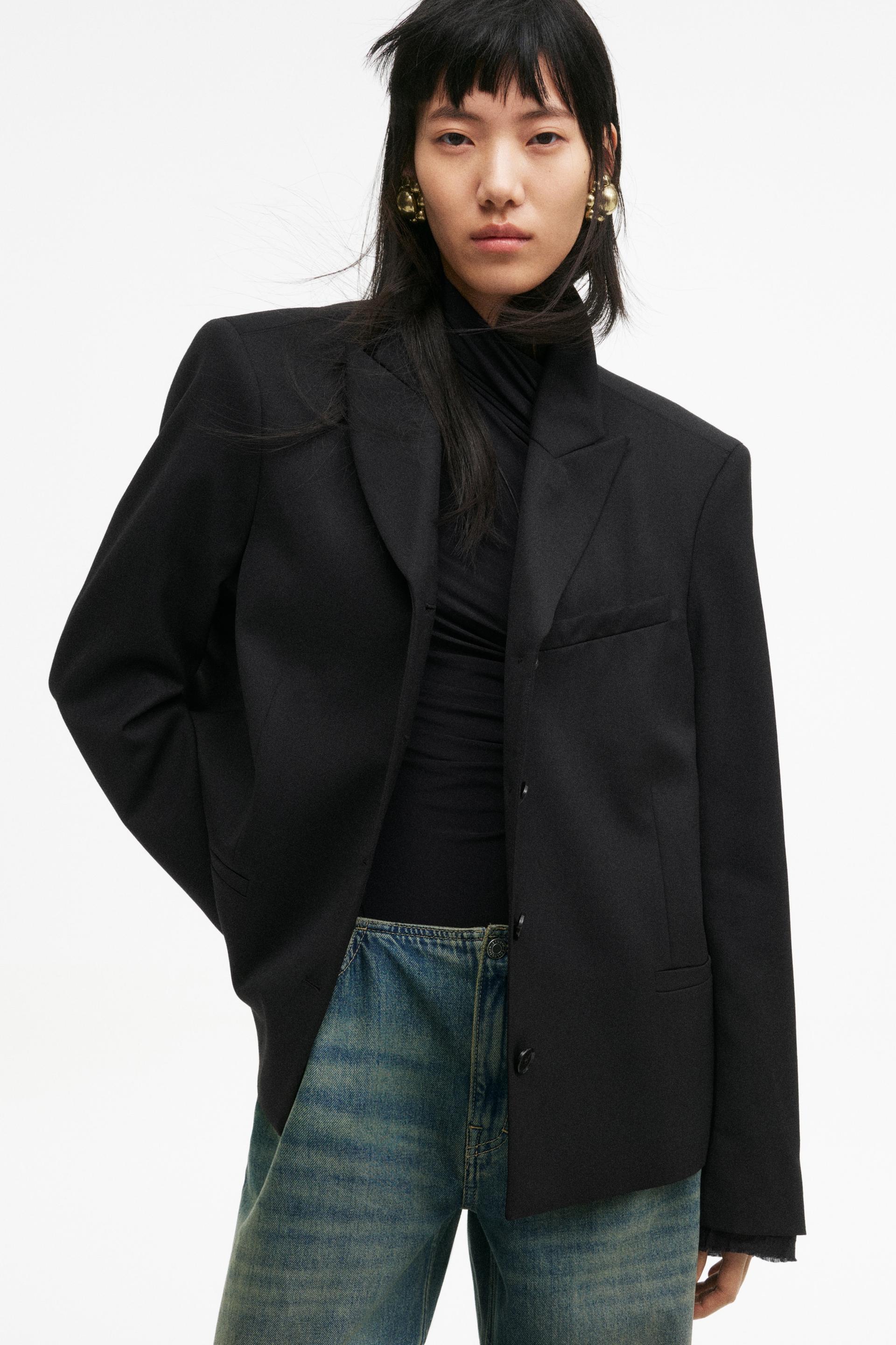 single-breasted wool-blend jacket