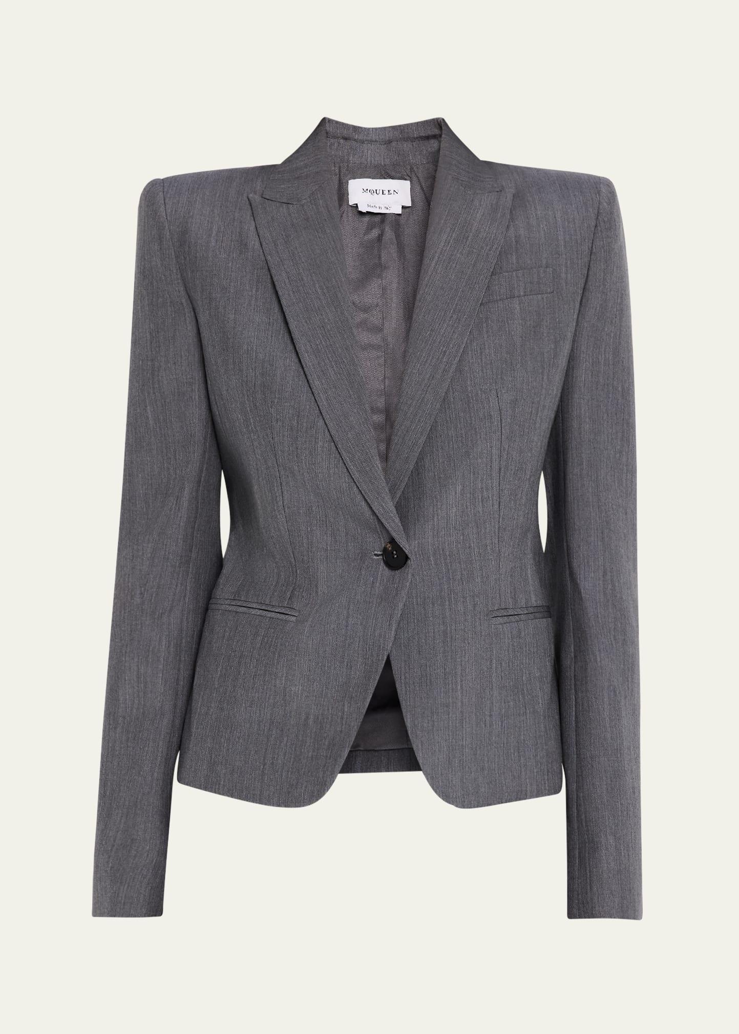 single-breasted wool-mohair blazer jacket