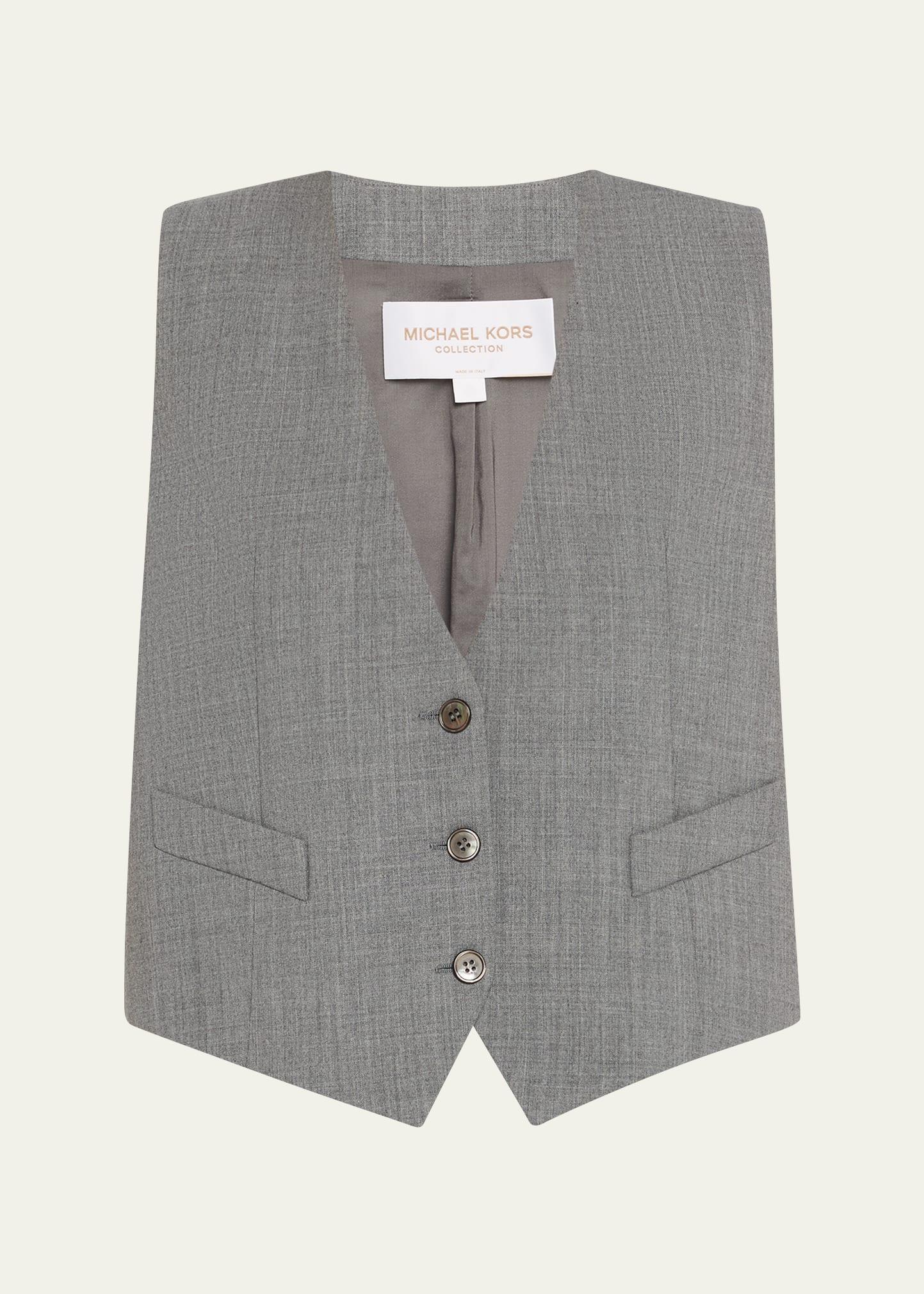 single-breasted wool-stretch crop vest