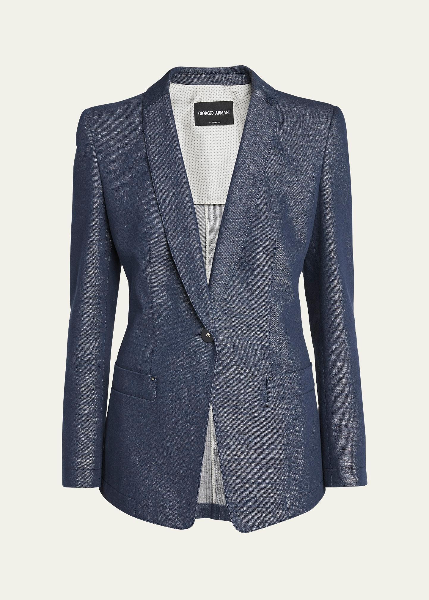single-button denim blazer jacket