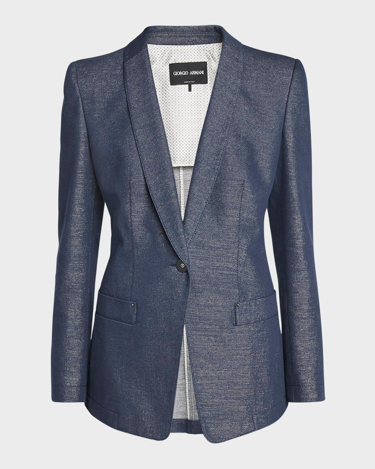 single-button denim blazer jacket