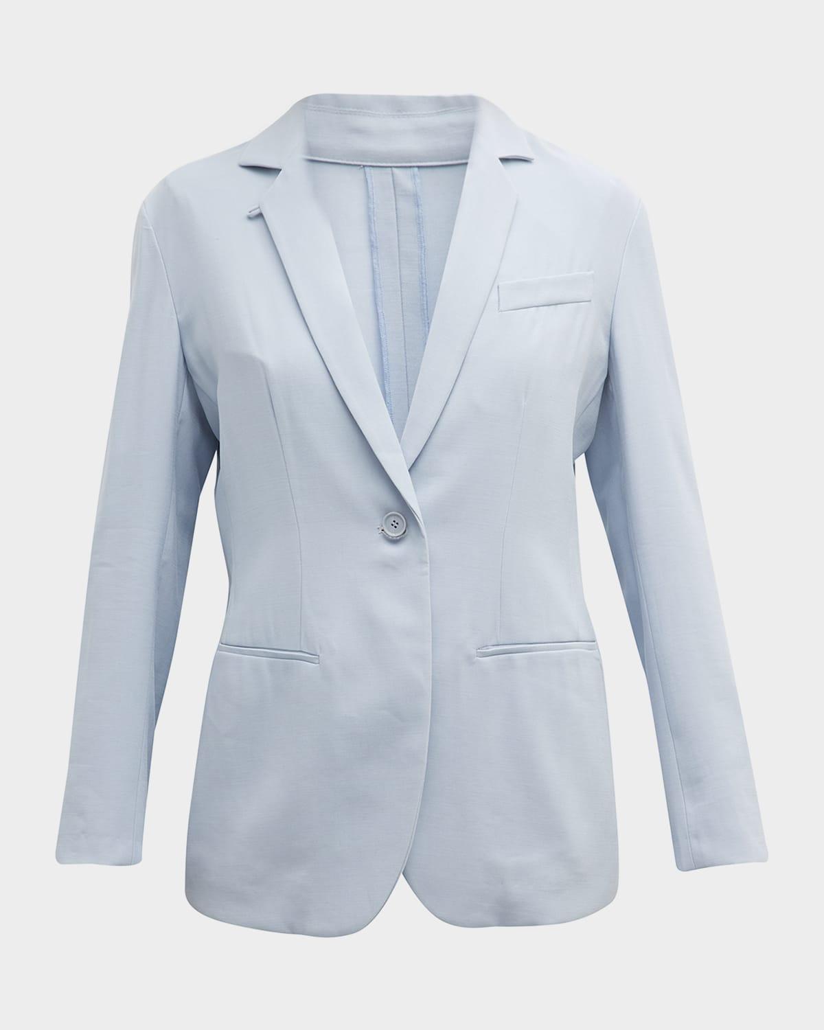 single-button gabardine blazer