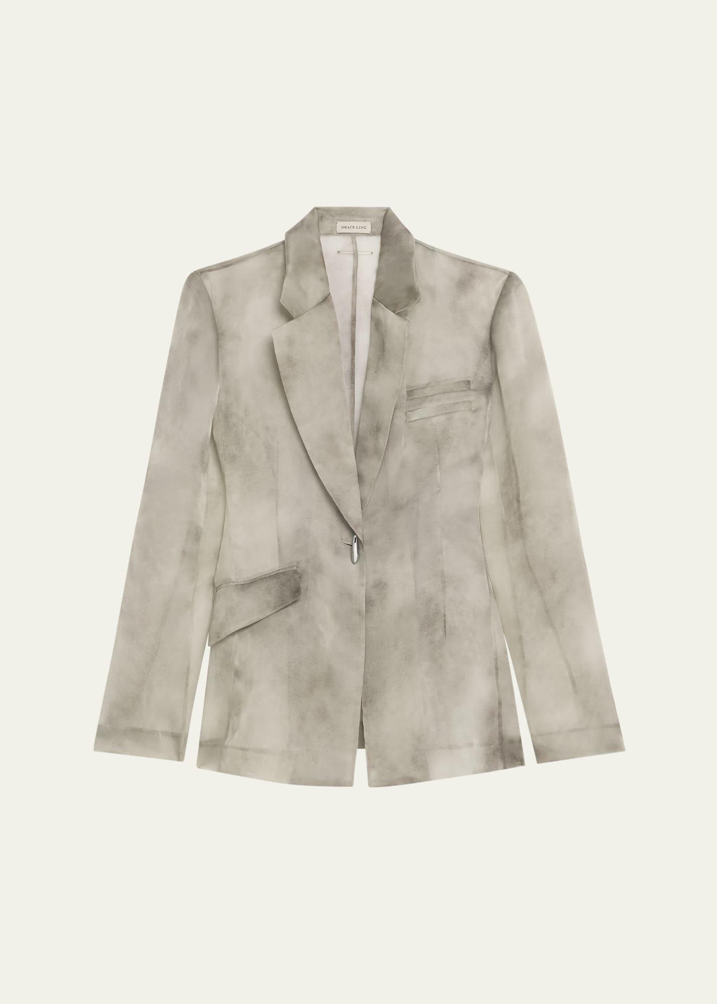 single-button sheer silk organza blazer