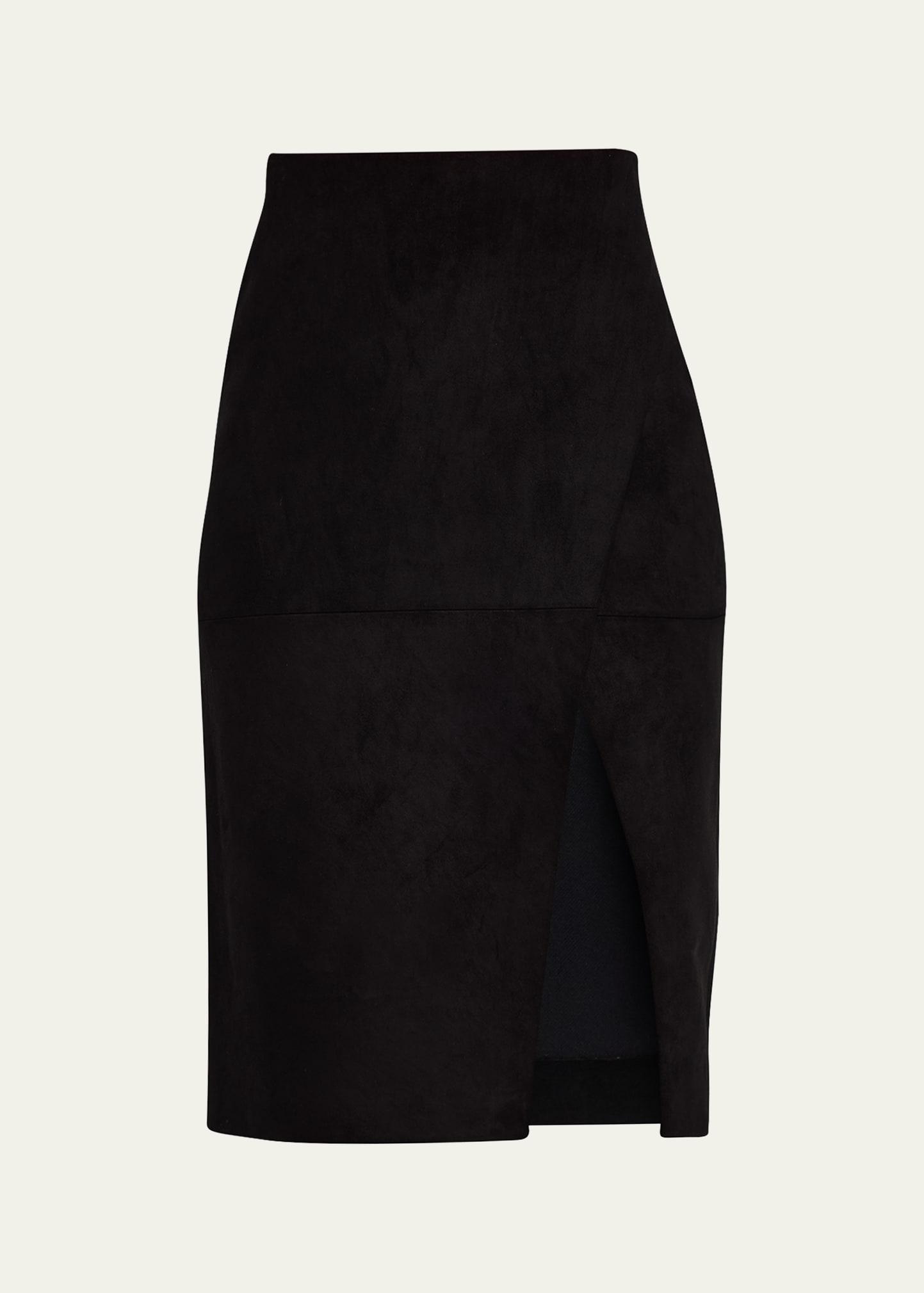 siobhan suede front slit wrap midi skirt
