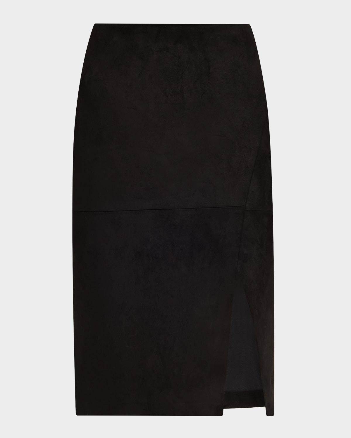 siobhan suede front slit wrap midi skirt