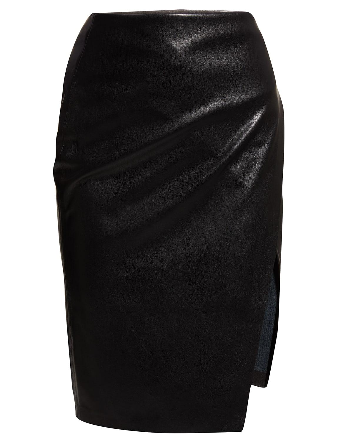 siobhan vegan leather knee-length wrap skirt