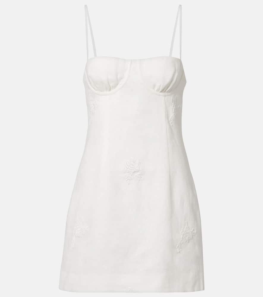sir alessandra embroidered linen minidress