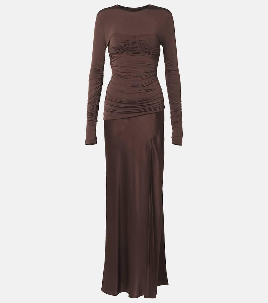 sir alessia draped jersey and satin maxi dress