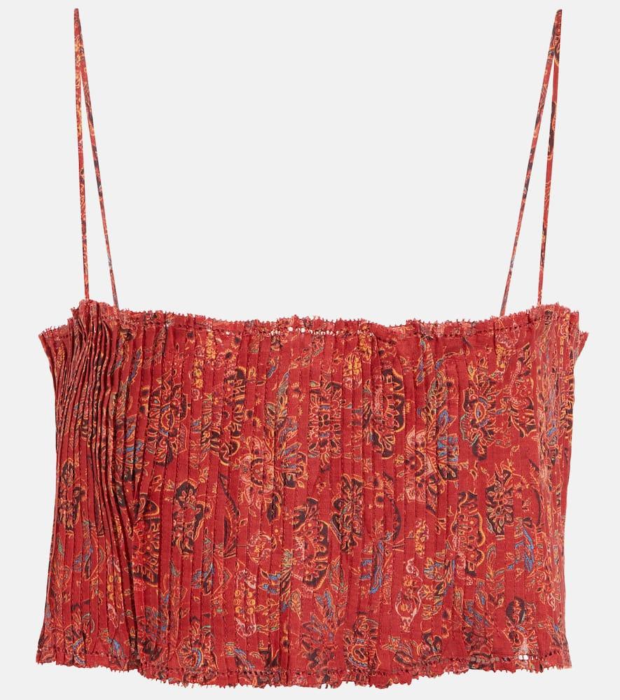 sir allegra floral ramie crop top