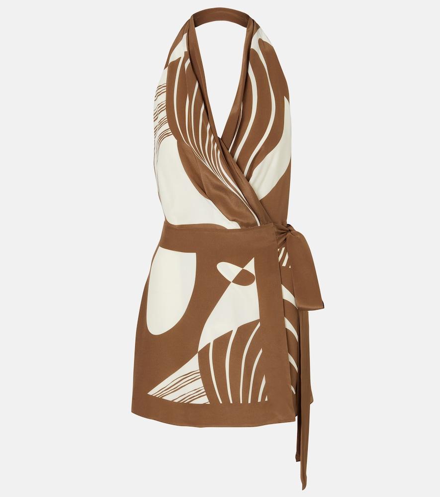 sir almara printed silk wrap dress