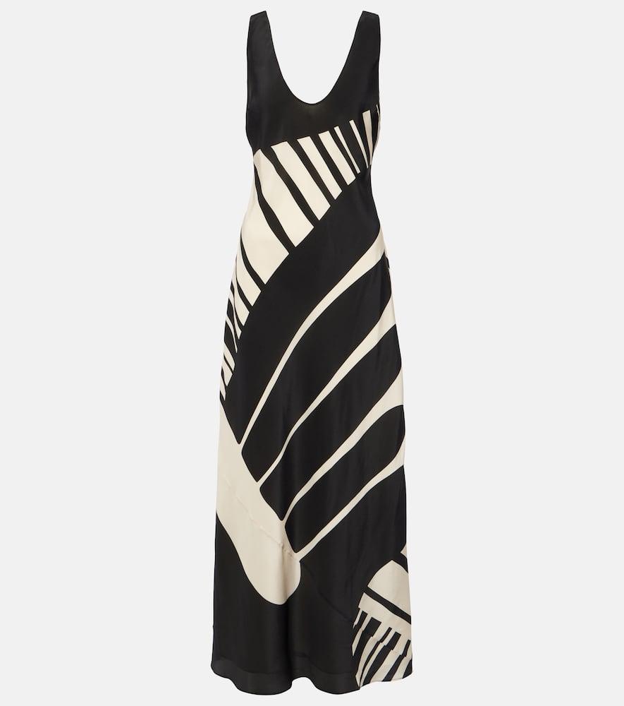 sir arte printed silk satin maxi dress