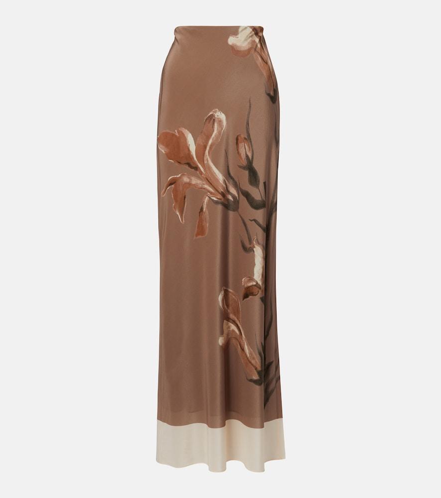sir azaliea floral silk maxi skirt