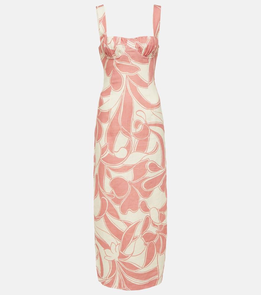 sir belletto printed linen midi dress