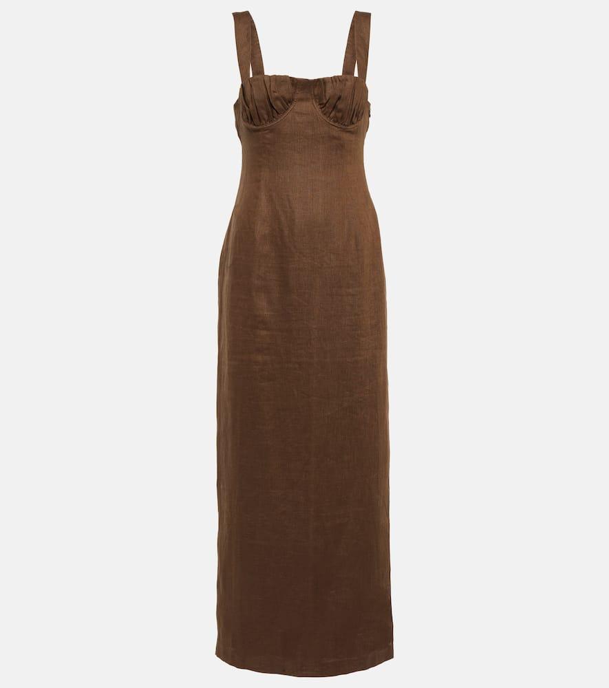 sir bettina linen midi dress
