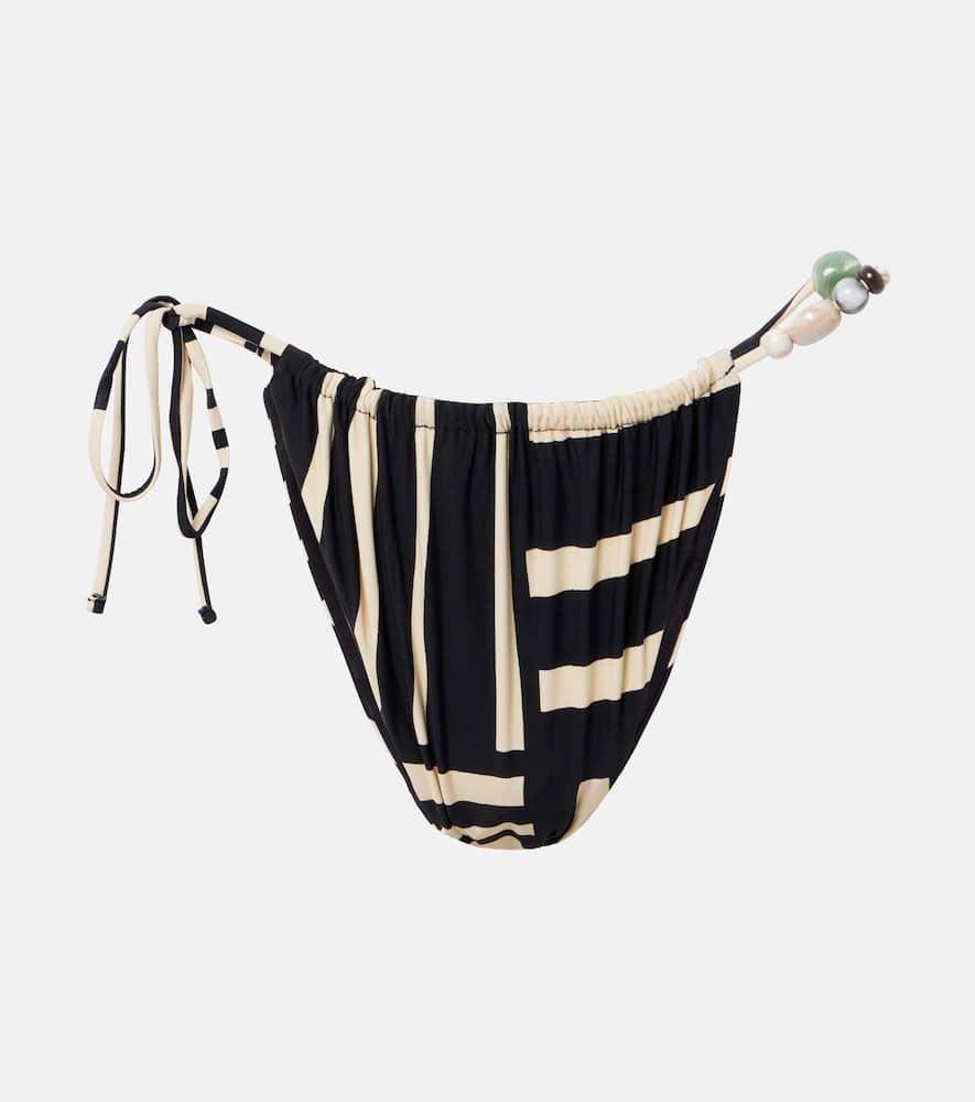 sir embellished striped bikini bottoms