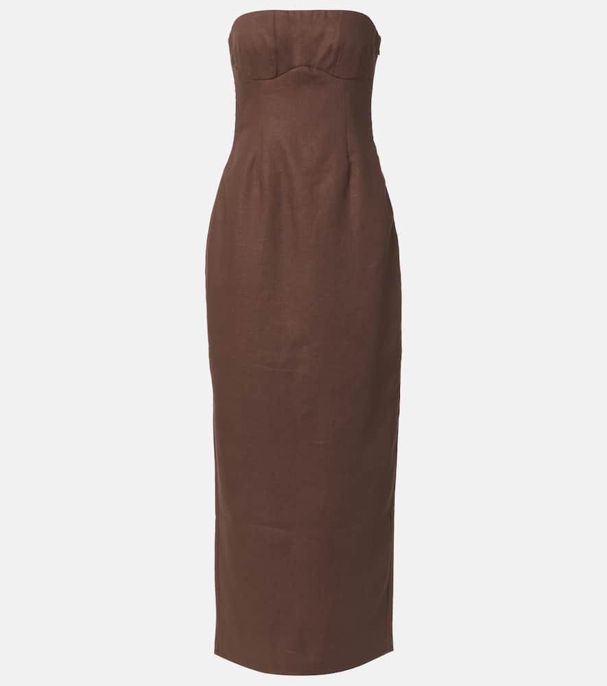 sir evalita linen bustier maxi dress