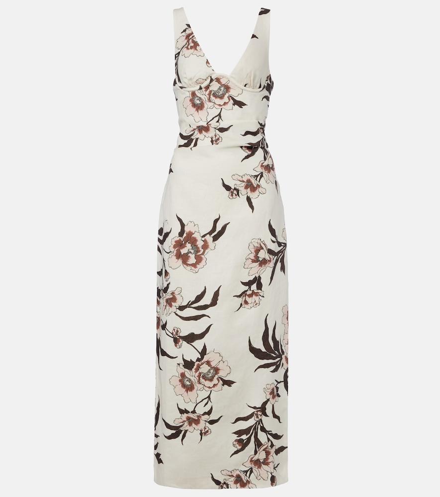 sir floral linen maxi dress