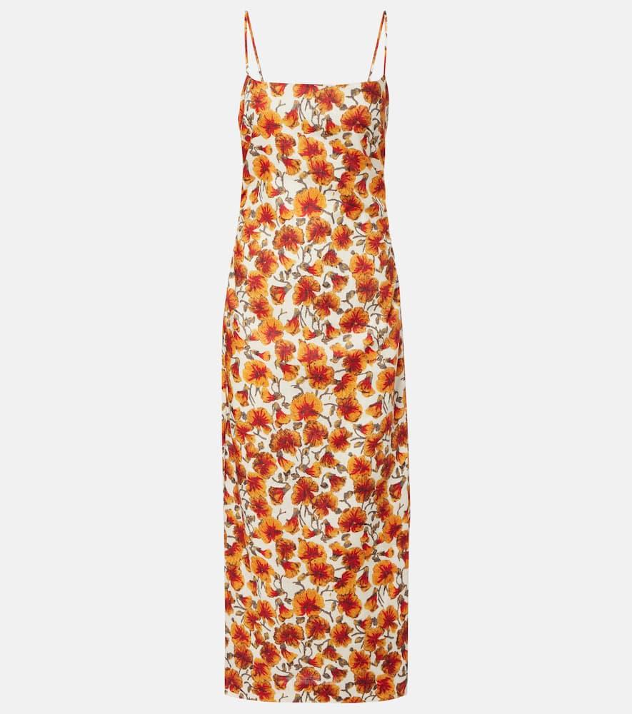 sir floral linen midi dress