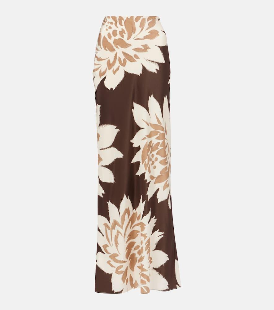sir floral silk satin maxi skirt