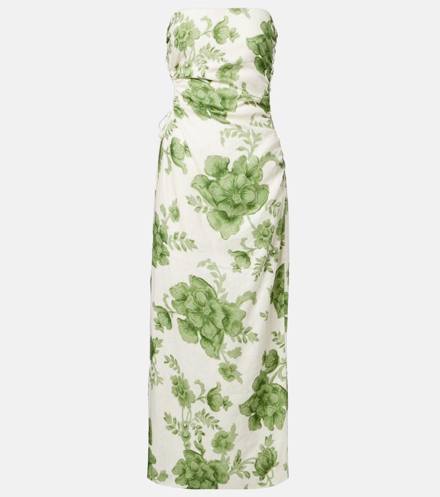 sir gardella cutout floral linen midi dress