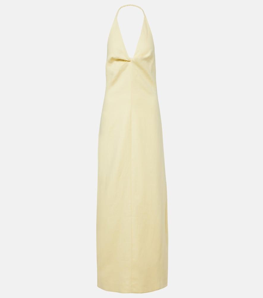 sir halterneck linen maxi dress