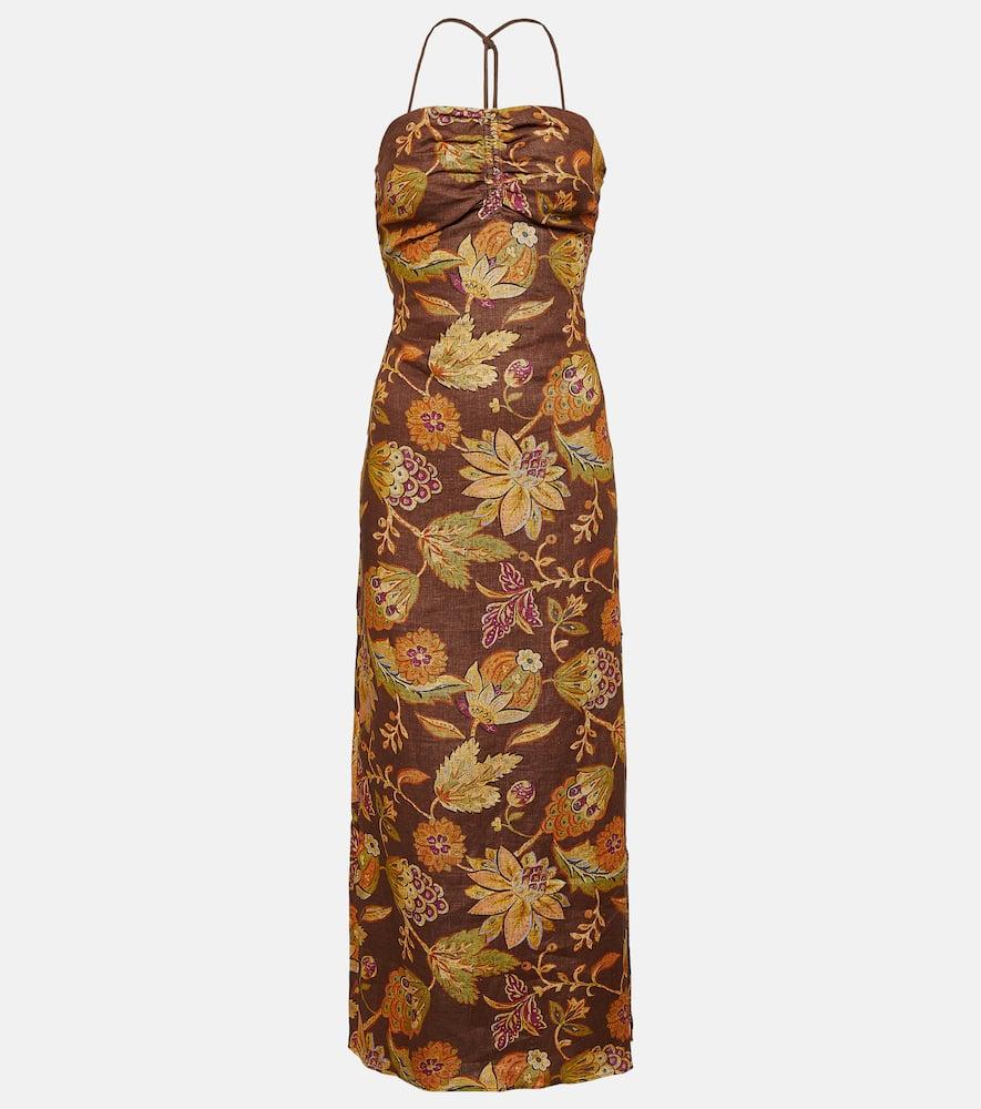 sir josefina floral linen midi dress