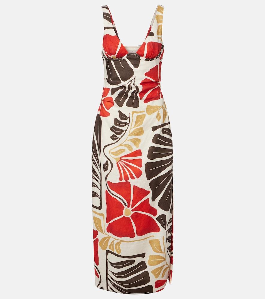 sir julietta floral linen midi dress