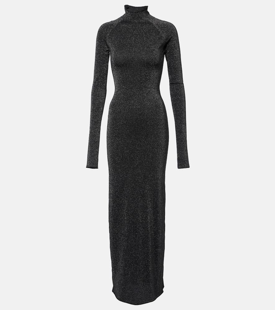 sir lamé turtleneck maxi dress